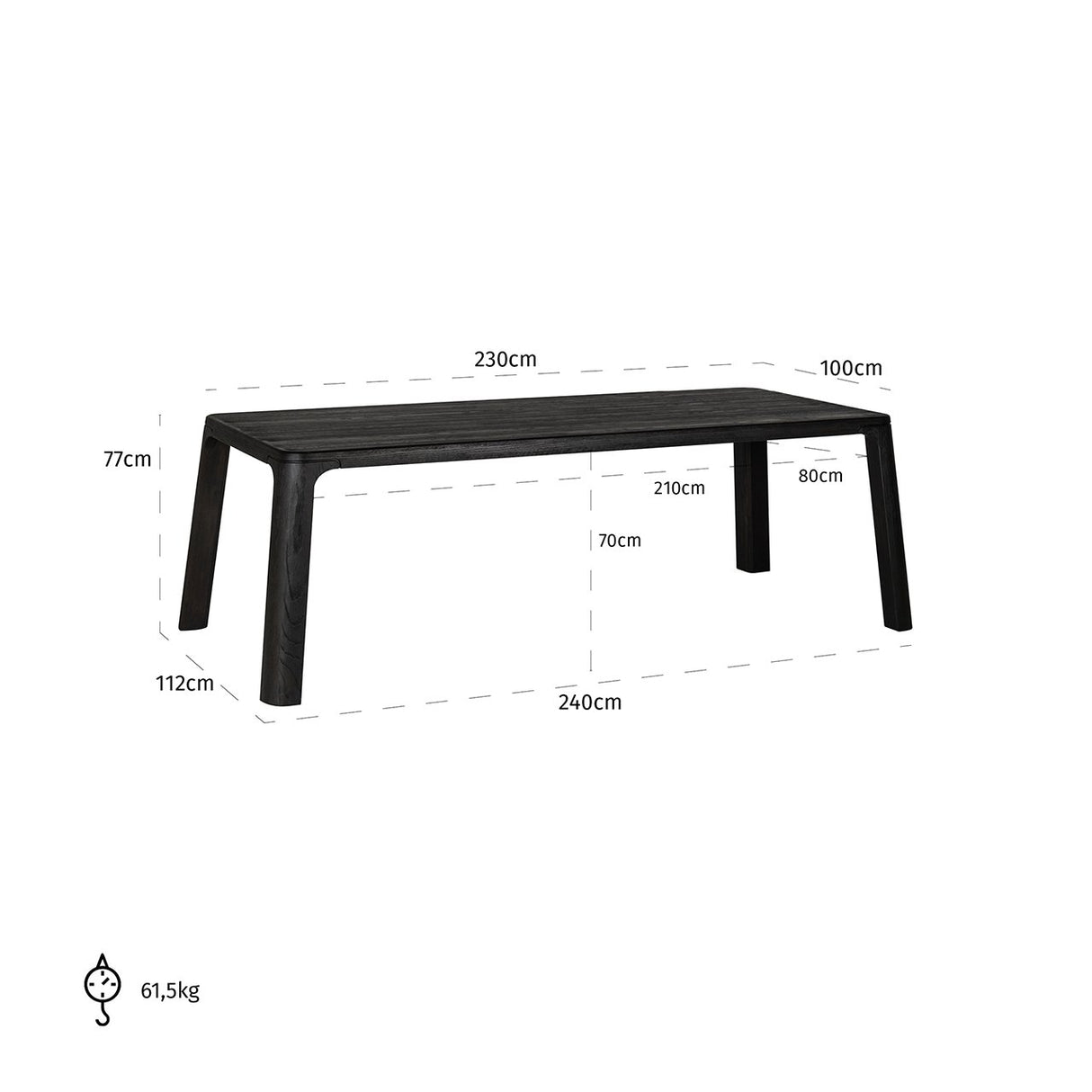 Eettafel Baccarat 230 (Dark coffee)