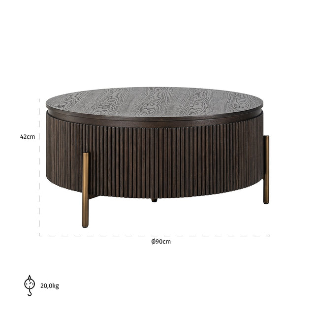 Salontafel Luxor 95Ø (Brown) van Richmond Interiors – Luxe comfort op maat van PureWonen. Vraag naar de beste prijs.