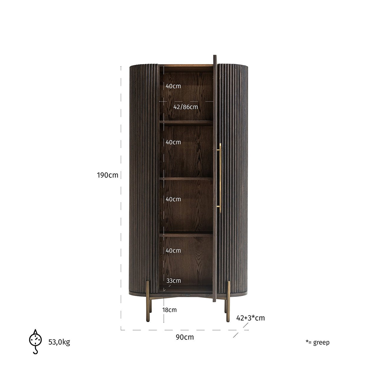 Wandkast Luxor 1-deur (Brown)