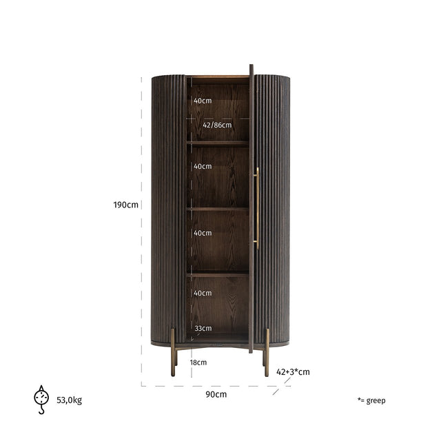 Wandkast Luxor 1-deur (Brown)