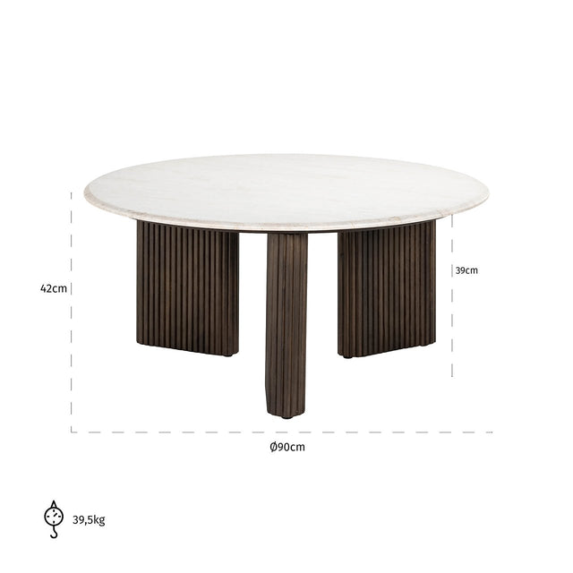 Salontafel Mayfield 90Ø (White) van Richmond Interiors – Luxe comfort op maat van PureWonen. Vraag naar de beste prijs.