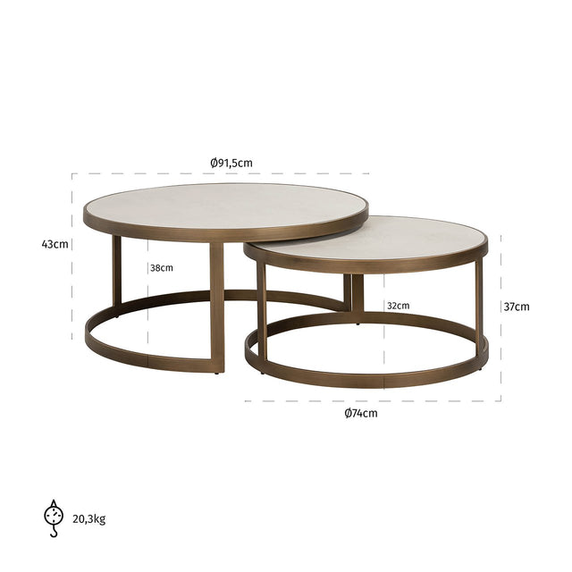 Salontafel Whitebone brass set van 2 (Verona Grey) van Richmond Interiors – Luxe comfort op maat van PureWonen. Vraag naar de beste prijs.