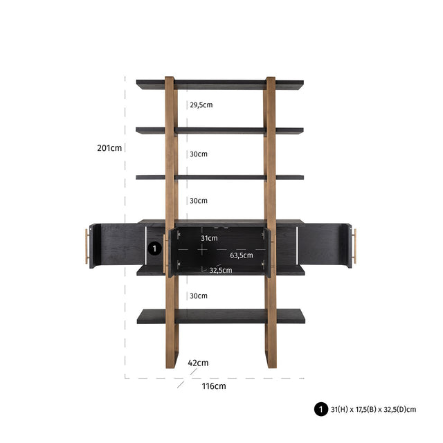 Wandkast Cambon 4-deuren 4-planken (Dark coffee) van Richmond Interiors – Luxe comfort op maat van PureWonen. Vraag naar de beste prijs.