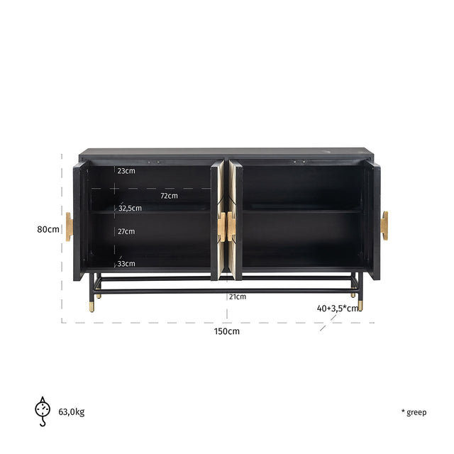 Dressoir Novas 4-deuren van Richmond Interiors – Luxe comfort op maat van PureWonen. Vraag naar de beste prijs.