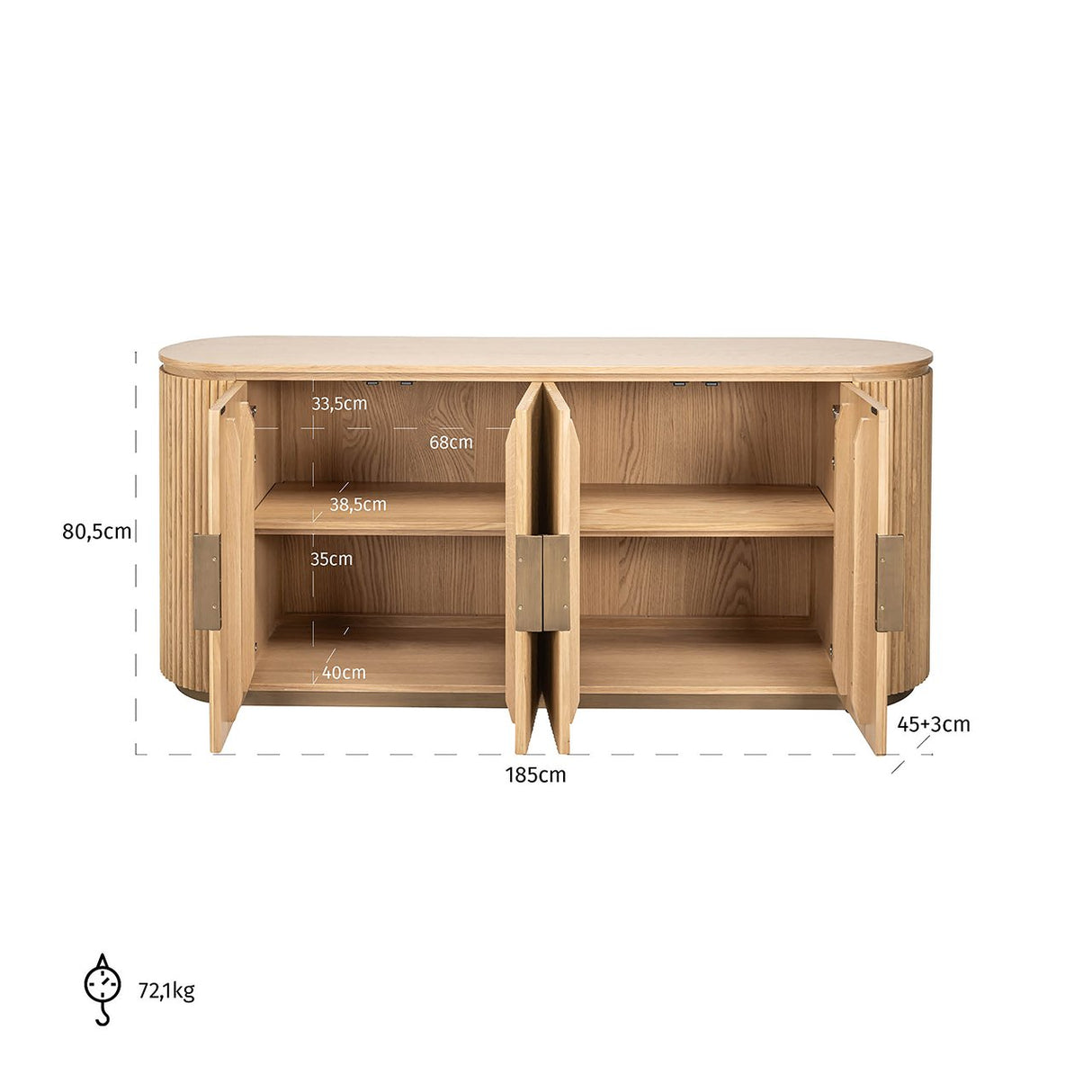 Dressoir Belfort 4-deurs (Natural oak)