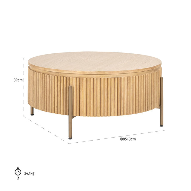 Salontafel Belfort 85Ø (Natural oak) van Richmond Interiors – Luxe comfort op maat van PureWonen. Vraag naar de beste prijs.