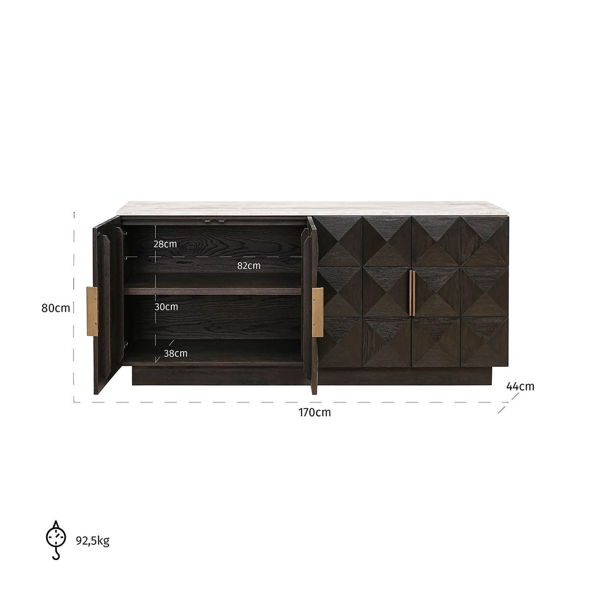 Dressoir Claremont 4-deurs (Brown)