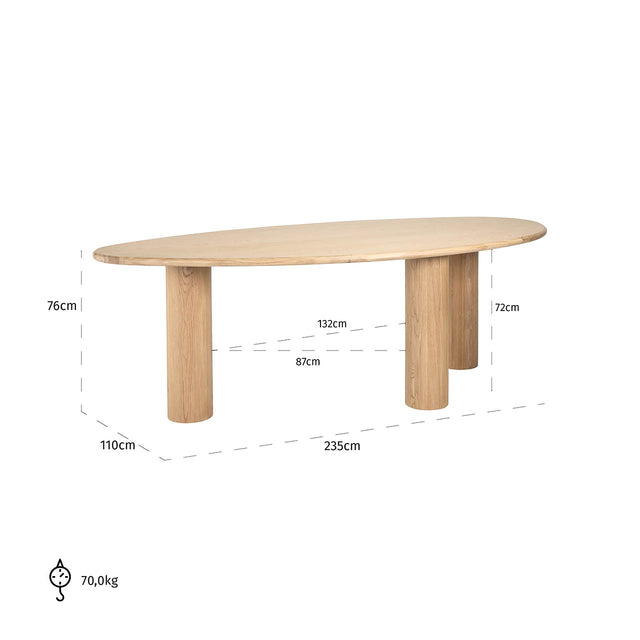 Eettafel Oakley 235 (Natural oak)