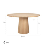 Eettafel Oakley 140Ø (Natural oak)