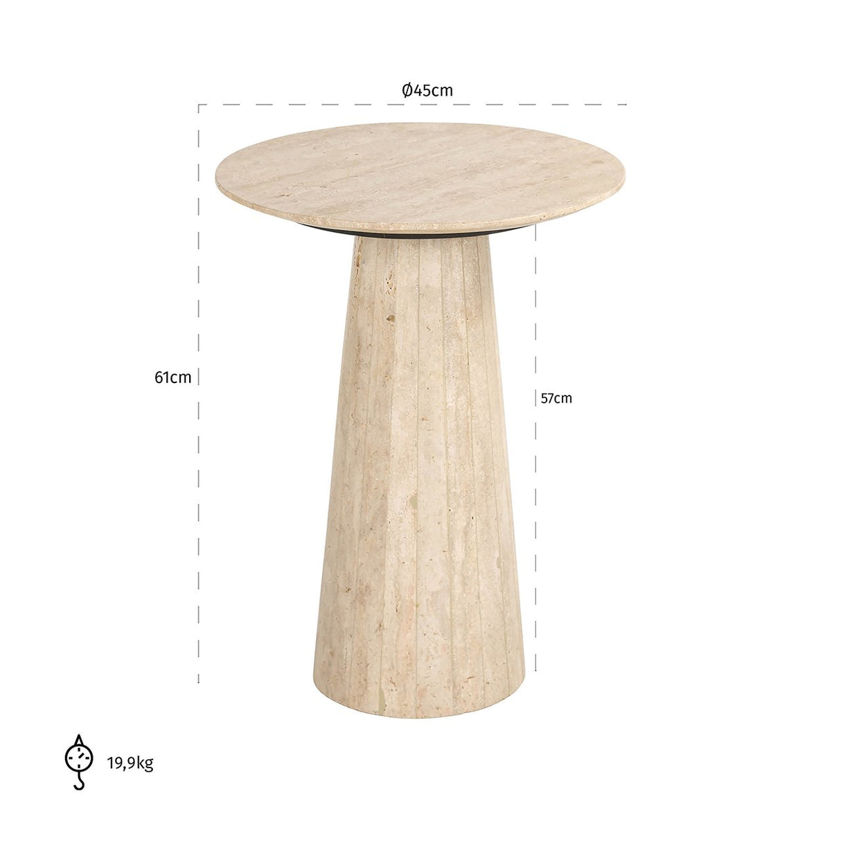 Bijzettafel Cavo (Beige)