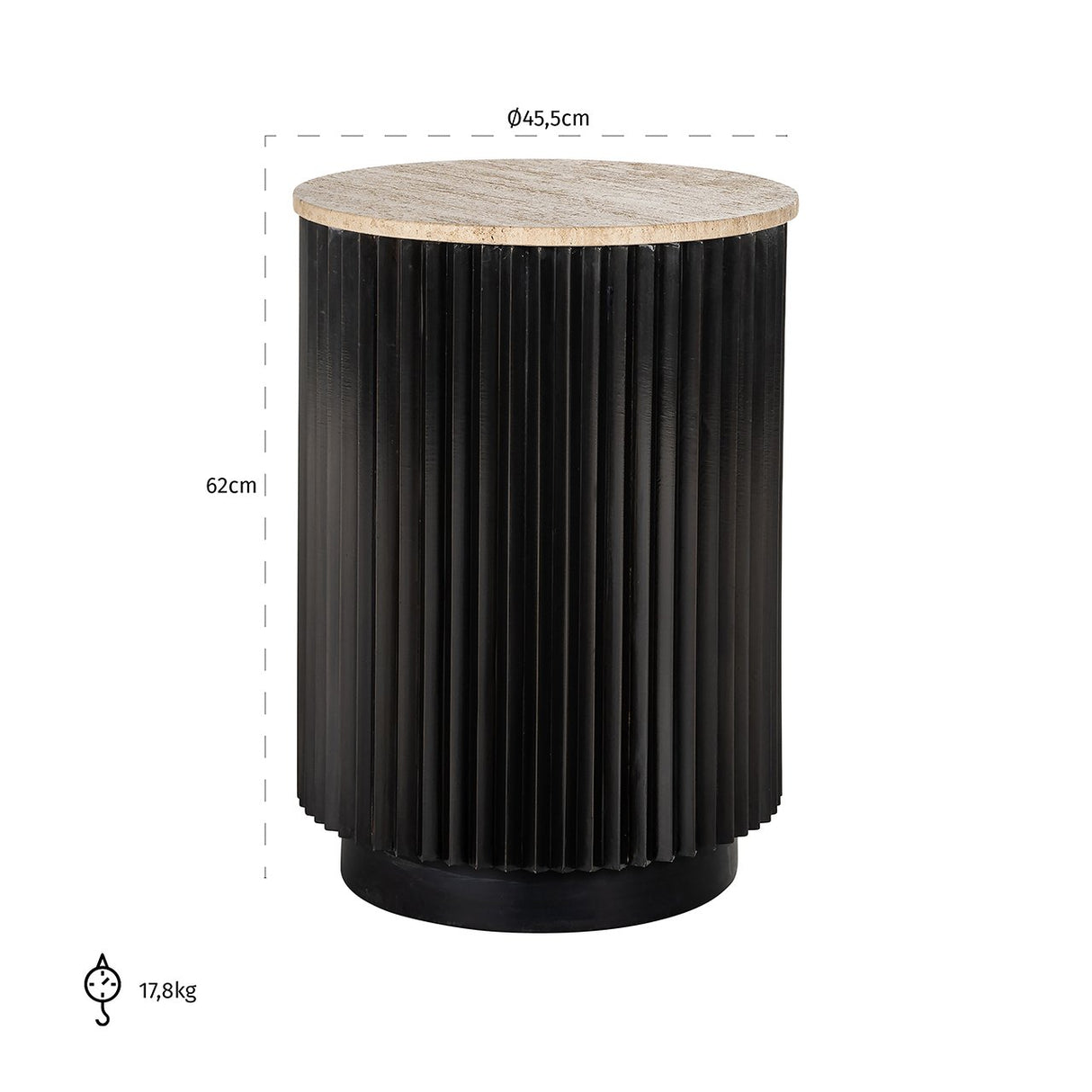 Bijzettafel Hampton 45Ø (Dark brown)