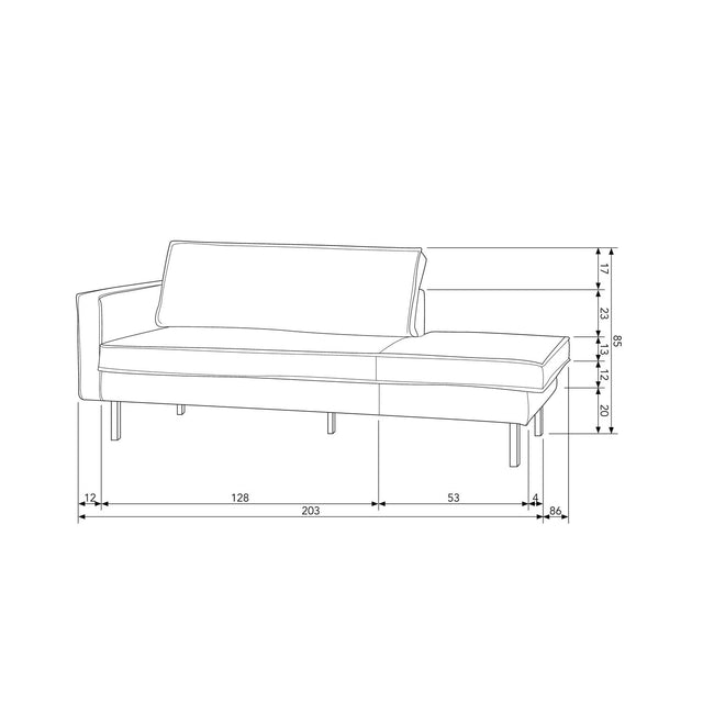 Rodeo Daybed Links Ecoleer Zwart