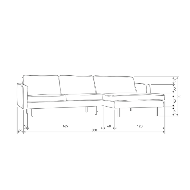 Rodeo Chaise Longue Rechts Velvet Khaki van BePureHome – Luxe comfort op maat van PureWonen. Vraag naar de beste prijs.