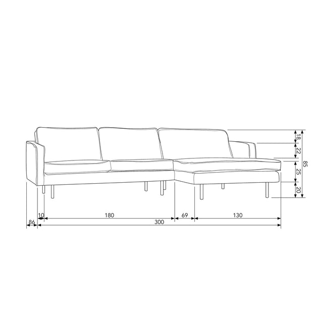 Rodeo Chaise Longue Bank Rechts Ecoleer Cognac