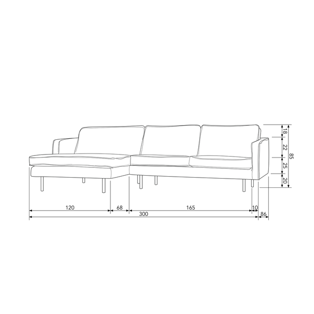 Rodeo Chaise Longue Bank Links Structure Velvet Wheatfield