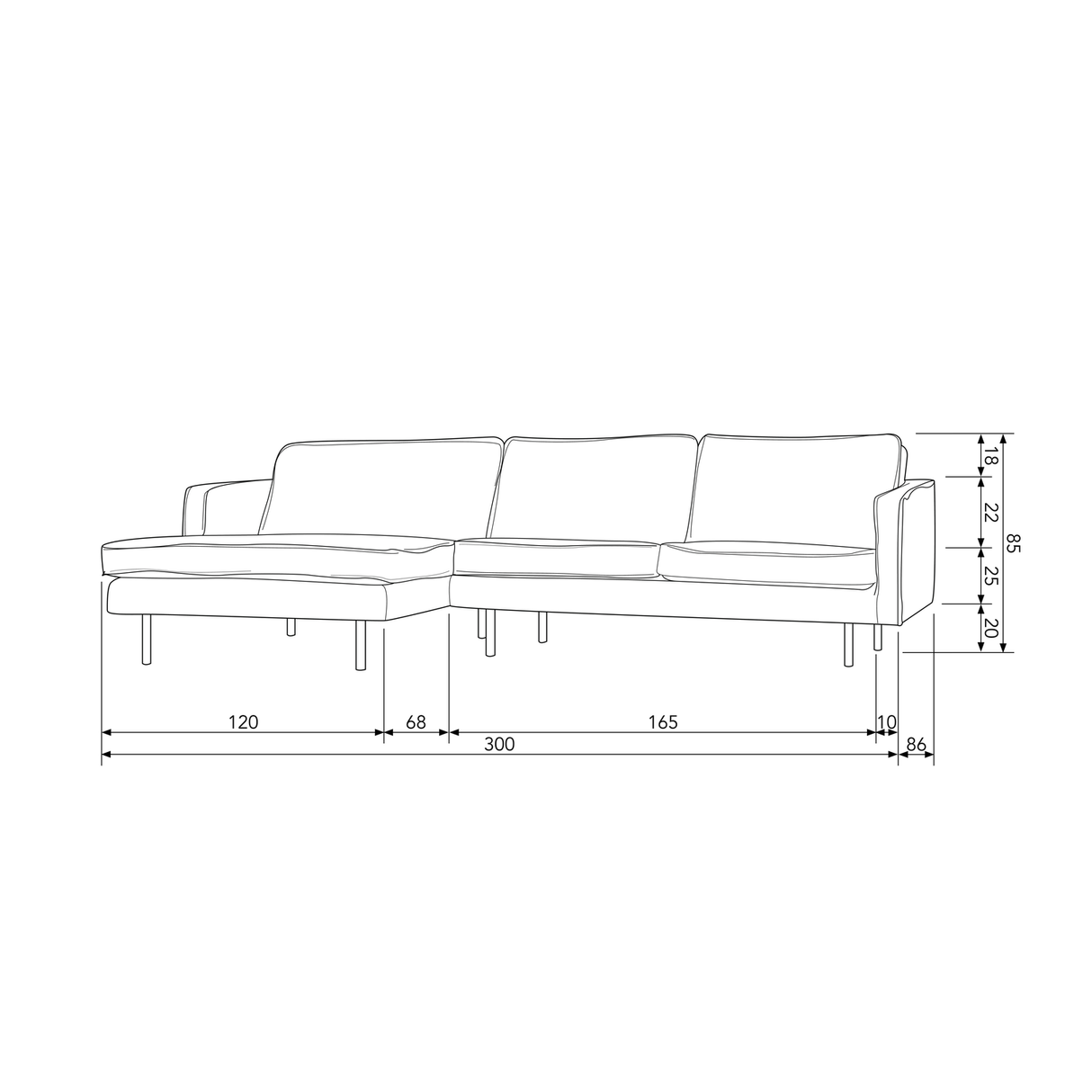 Rodeo Chaise Longue Links Velvet Pistache