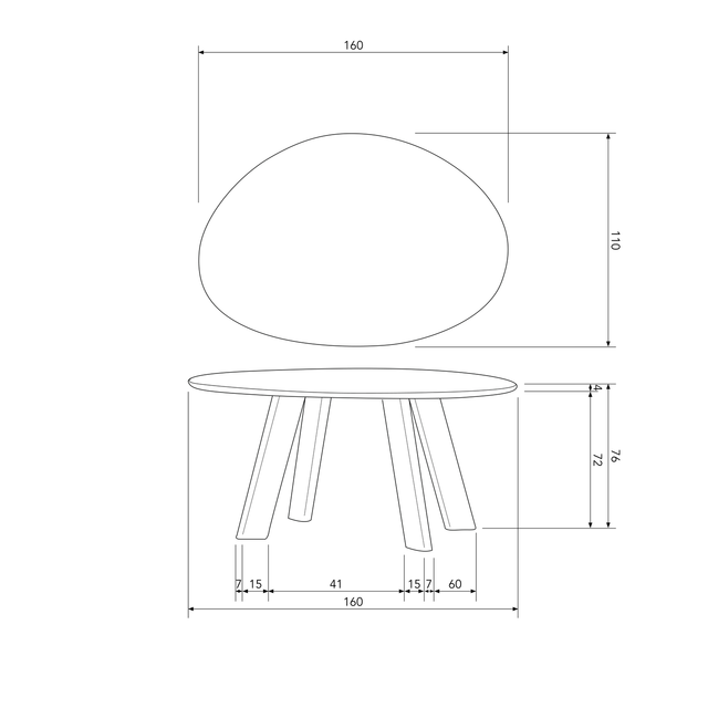 Roundly Eettafel/Bureau Mango Hout Walnoot 160 X110