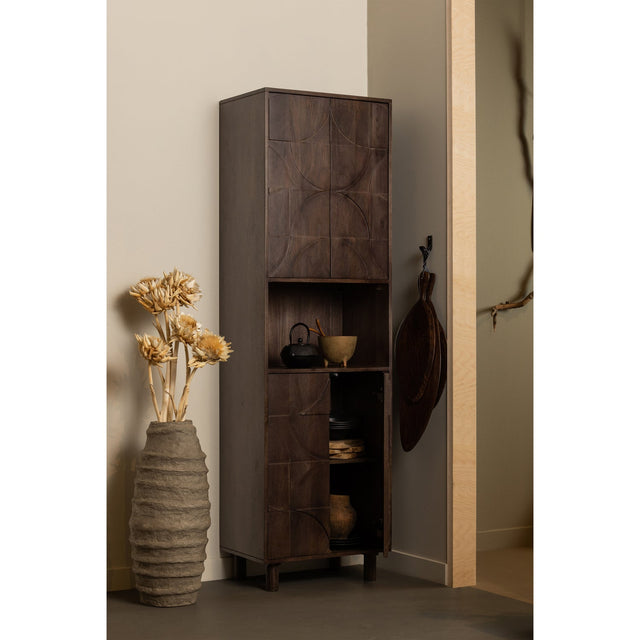 Draw 4 Deurs Opbergkast Met Open Vak Mango Hout Walnoot van BePureHome – Luxe comfort op maat van PureWonen. Vraag naar de beste prijs.