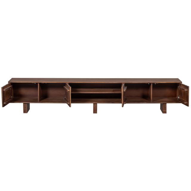 Lavish Tv Meubel Met Bewerkte Deuren Hout Warm Bruin van BePureHome – Luxe comfort op maat van PureWonen. Vraag naar de beste prijs.
