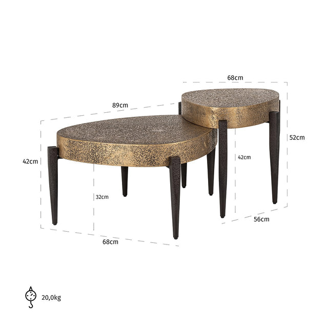Salontafel Marquee set van 2 (Black/gold) van Richmond Interiors – Luxe comfort op maat van PureWonen. Vraag naar de beste prijs.