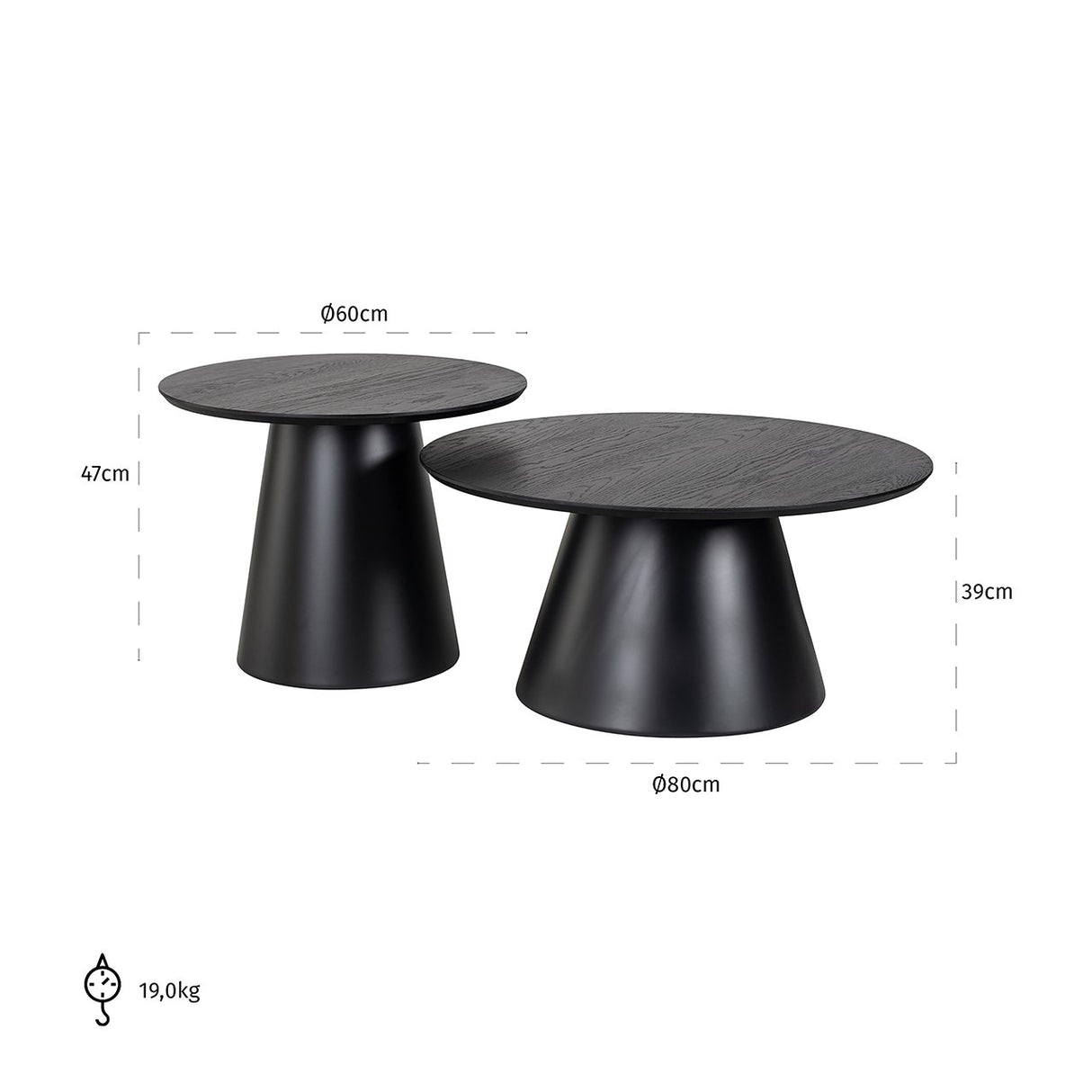 Salontafel Jazz set van 2 (Black)