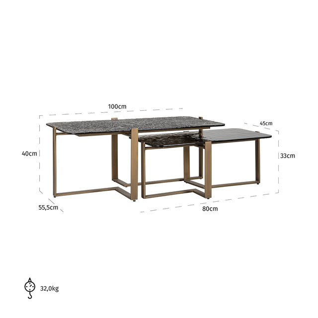 Salontafel Sterling set van 2 (Brown)