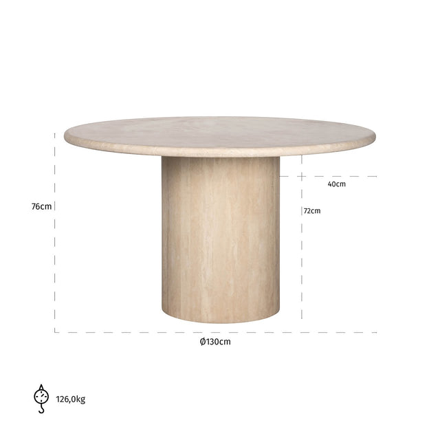 Ronde eettafel Renaissance beige Travertine (Beige)