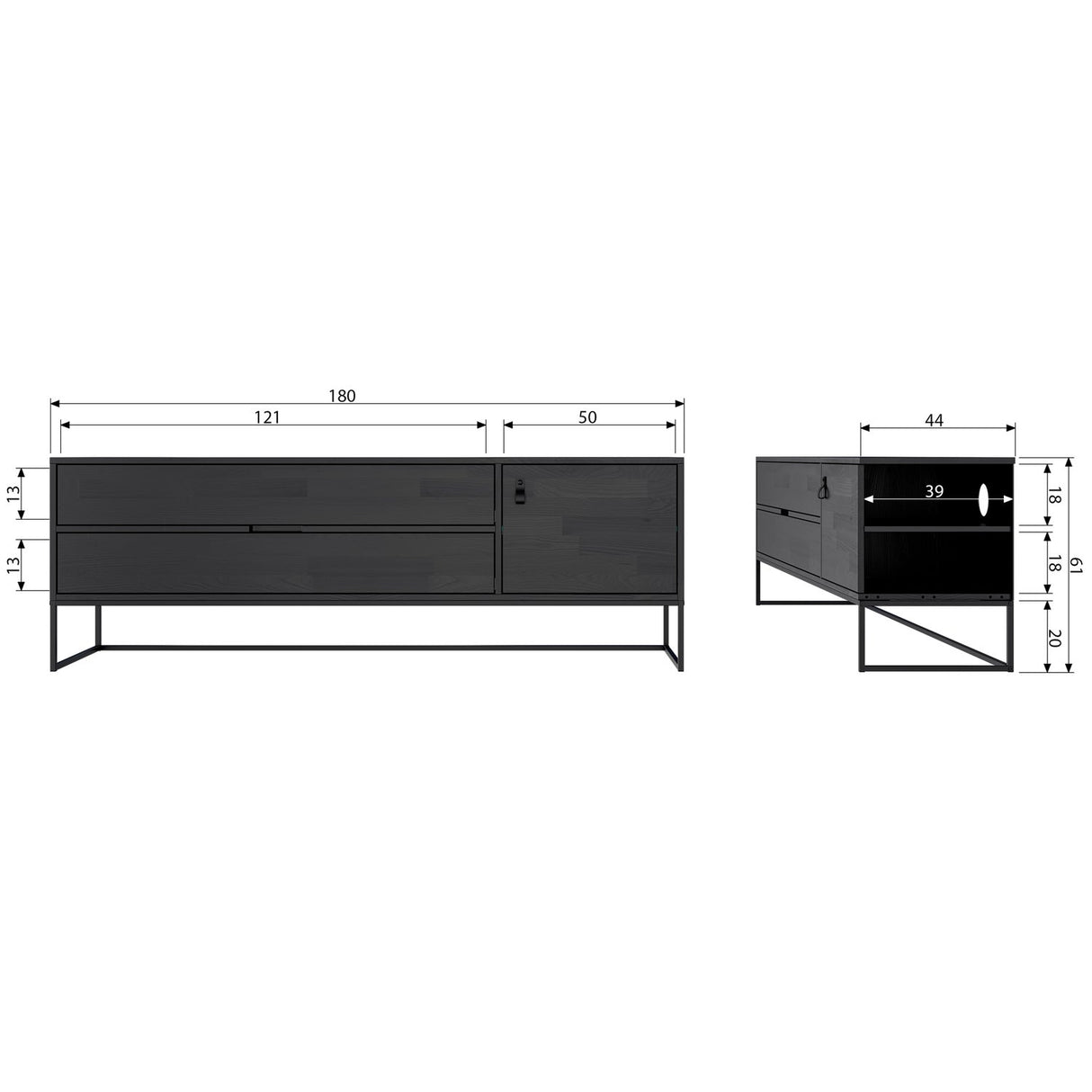 Silas Tv Meubel 180 Cm Essen Blacknight [Fsc]