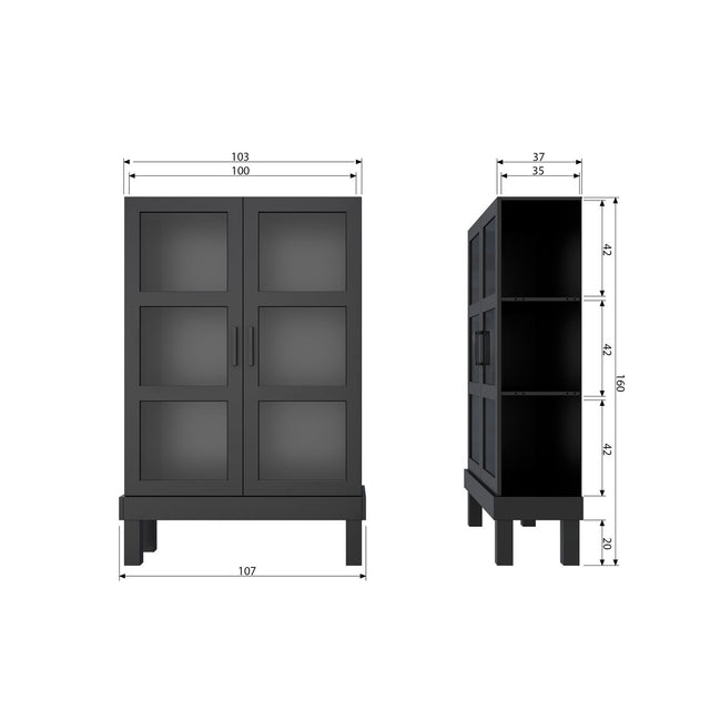 Bonk Vitrinekast Grenen Matzwart [Fsc] van WOOOD – Luxe comfort op maat van PureWonen. Vraag naar de beste prijs.