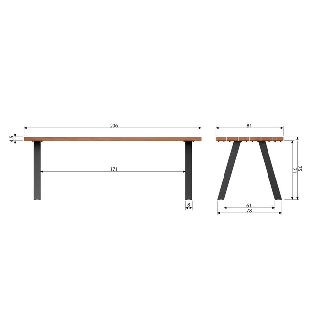 Tablo Tuintafel Ayous Naturel Met A Vorm Poot Metaal [Fsc]