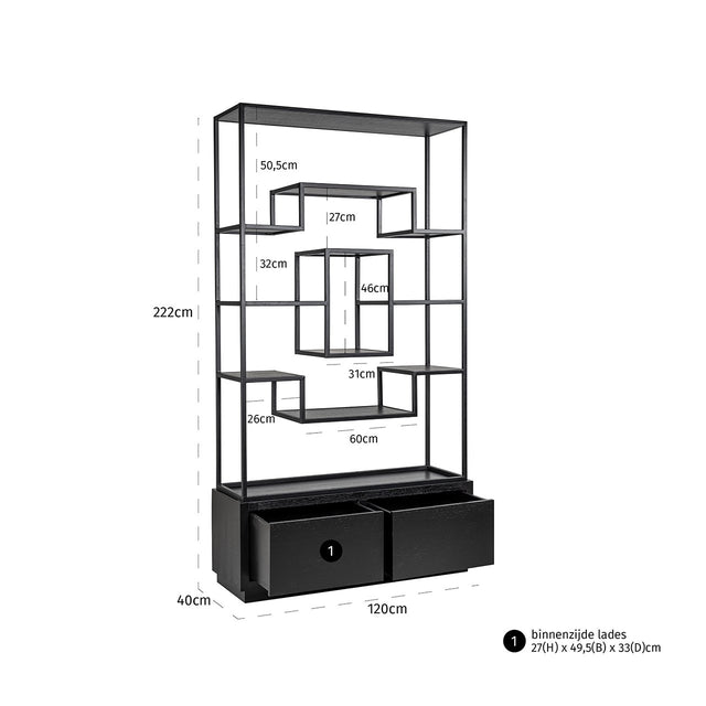 Wandkast Bonvoy black 2-laden (Black) van Richmond Interiors – Luxe comfort op maat van PureWonen. Vraag naar de beste prijs.