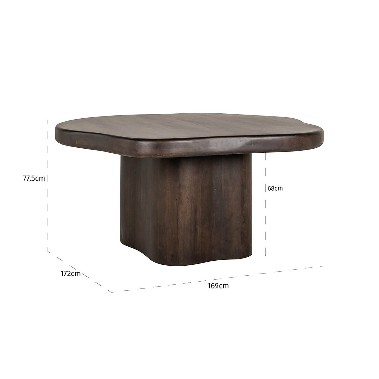 Eettafel Sherman Organisch 152x152 (Brown)