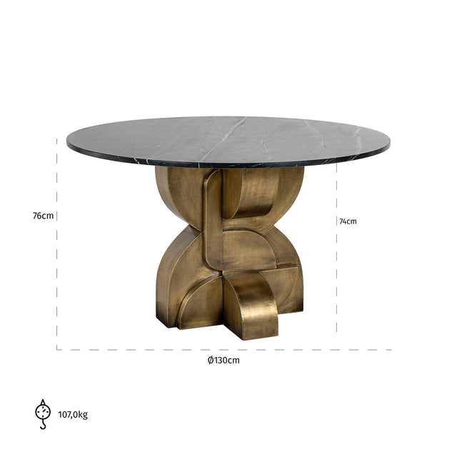 Eettafel Maddox 130Ø (Black/gold)