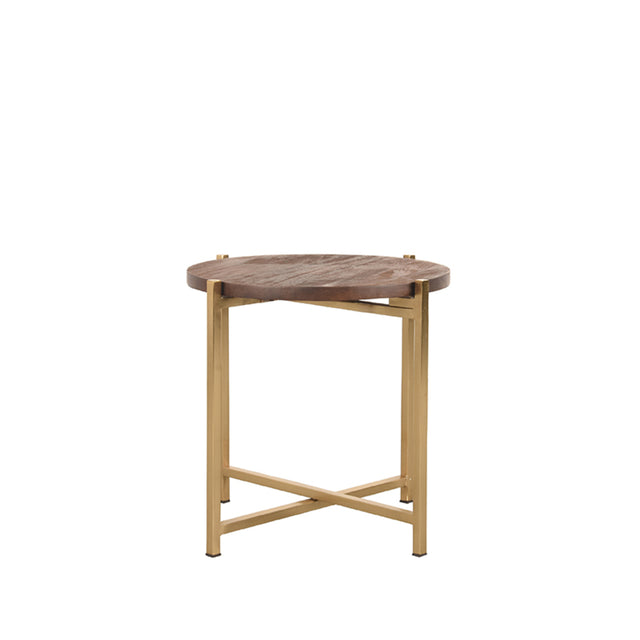 LABEL51 Bijzettafel Dox - Espresso - Mangohout - Goud Onderstel van LABEL51 - laagste prijs offerte van PureWonen