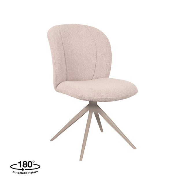 LABEL51 Eetkamerstoel Kimo - Naturel - Boucle - Taupe Onderstel van LABEL51 - laagste prijs offerte van PureWonen
