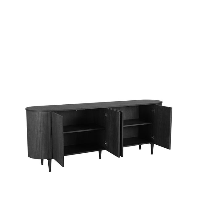 LABEL51 Dressoir Oliva - Zwart - Eiken - Dressoir 220 cm van LABEL51 – Luxe comfort op maat van PureWonen. Vraag naar de beste prijs.