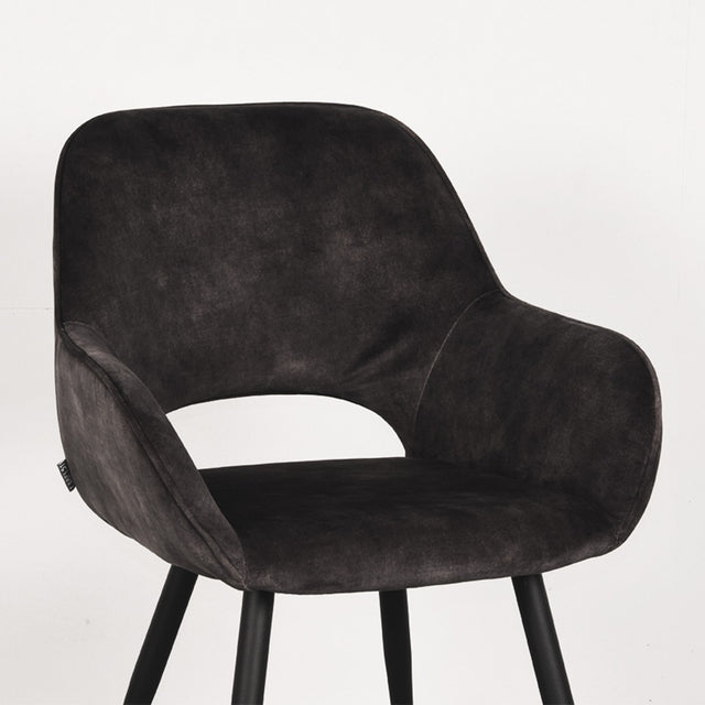 LABEL51 Eetkamerstoel Fer - Antraciet - Velours van LABEL51 – Luxe comfort op maat van PureWonen. Vraag naar de beste prijs.