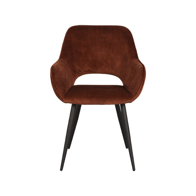 LABEL51 Eetkamerstoel Fer - Rust - Velours van LABEL51 – Luxe comfort op maat van PureWonen. Vraag naar de beste prijs.