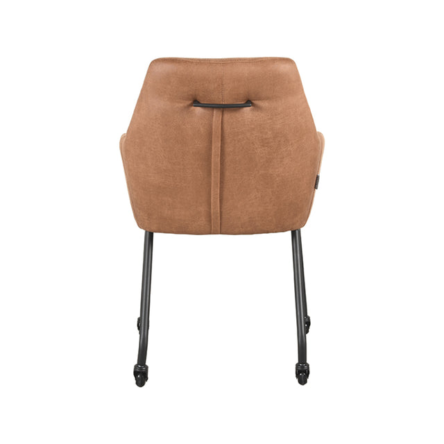 LABEL51 Eetkamerstoel Lenny - Cognac - Microfiber van LABEL51 – Luxe comfort op maat van PureWonen. Vraag naar de beste prijs.