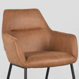 LABEL51 Eetkamerstoel Lenny - Cognac - Microfiber van LABEL51 – Luxe comfort op maat van PureWonen. Vraag naar de beste prijs.