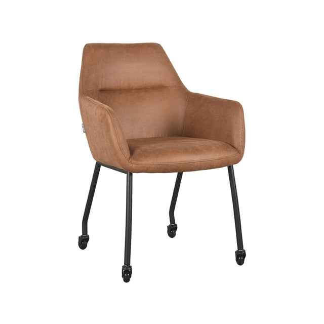 LABEL51 Eetkamerstoel Lenny - Cognac - Microfiber van LABEL51 – Luxe comfort op maat van PureWonen. Vraag naar de beste prijs.