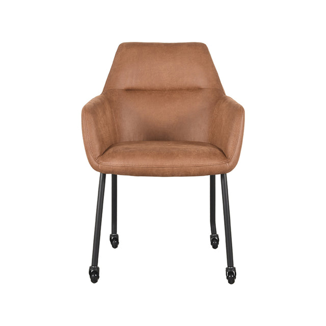 LABEL51 Eetkamerstoel Lenny - Cognac - Microfiber van LABEL51 – Luxe comfort op maat van PureWonen. Vraag naar de beste prijs.