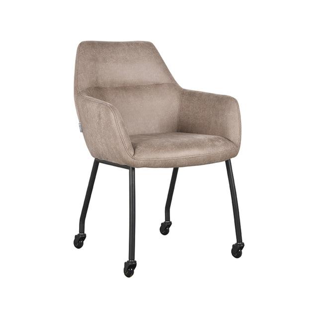 LABEL51 Eetkamerstoel Lenny - Taupe - Microfiber van LABEL51 – Luxe comfort op maat van PureWonen. Vraag naar de beste prijs.