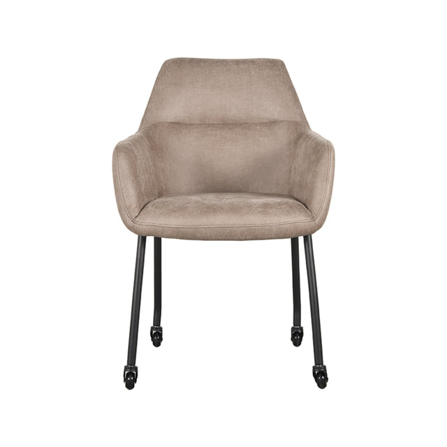 LABEL51 Eetkamerstoel Lenny - Taupe - Microfiber van LABEL51 – Luxe comfort op maat van PureWonen. Vraag naar de beste prijs.