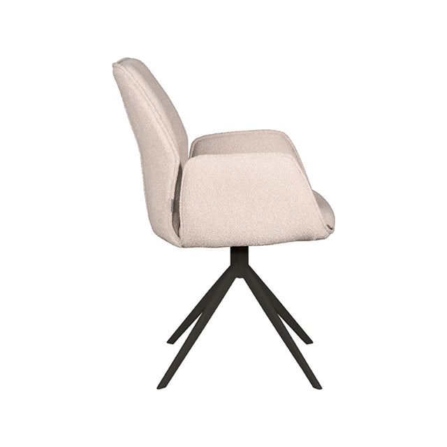 LABEL51 Eetkamerstoel Mellow - Naturel - Boucle - Zwart Onderstel van LABEL51 – Luxe comfort op maat van PureWonen. Vraag naar de beste prijs.