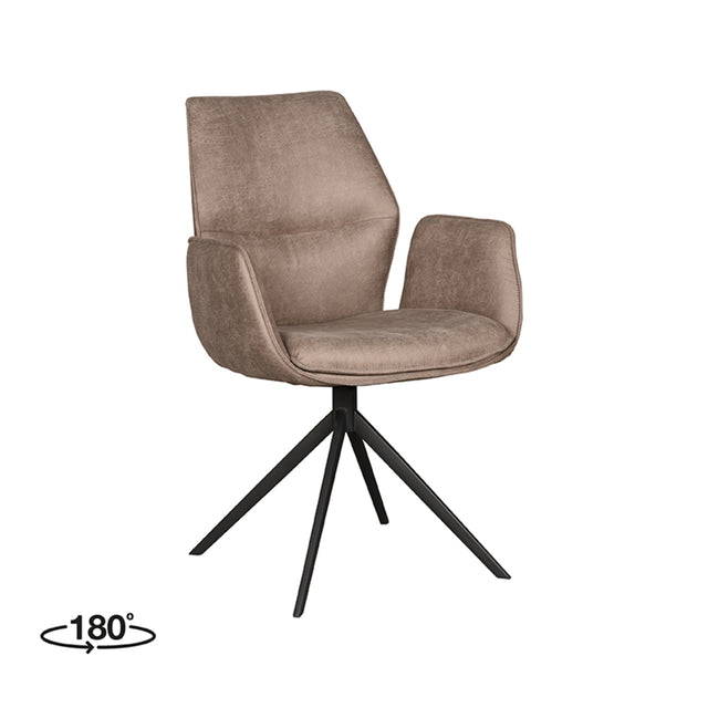 LABEL51 Eetkamerstoel Mellow - Taupe - Micro Suede - Zwart Onderstel van LABEL51 – Luxe comfort op maat van PureWonen. Vraag naar de beste prijs.