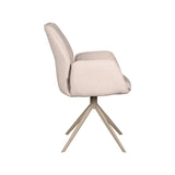 LABEL51 Eetkamerstoel Mellow - Naturel - Boucle - Taupe Onderstel van LABEL51 – Luxe comfort op maat van PureWonen. Vraag naar de beste prijs.