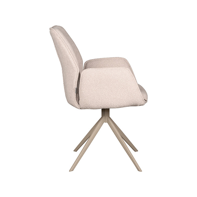 LABEL51 Eetkamerstoel Mellow - Naturel - Boucle - Taupe Onderstel van LABEL51 – Luxe comfort op maat van PureWonen. Vraag naar de beste prijs.