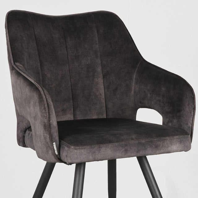 LABEL51 Eetkamerstoel Noud - Antraciet - Velours van LABEL51 – Luxe comfort op maat van PureWonen. Vraag naar de beste prijs.