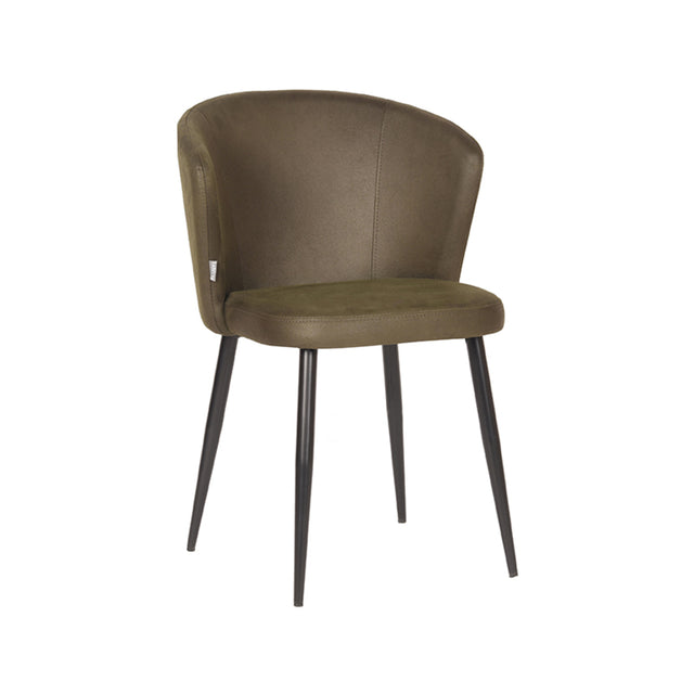 LABEL51 Eetkamerstoel Wave - Army green - Microfiber van LABEL51 – Luxe comfort op maat van PureWonen. Vraag naar de beste prijs.
